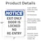 Signmission Exit Sign, Plastic, 7 in W, 10 in H, Exit Only Door Is Locked No Re-Entry OS-2PACK-NS-P-710-V-12227 - alternate 2
